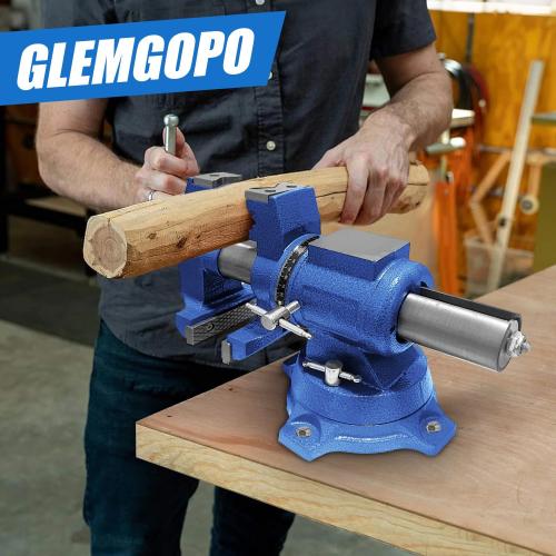Heavy Duty Bench Vise, 4 Inch Jaw Width and Opening, 360° Swivel Base with Anvil, Multipurpose Clamp & Combination Pipe Vise for Woodworking, Metalworking, Conduit Work