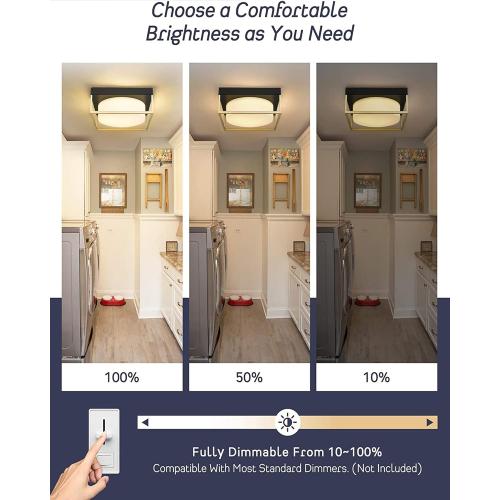 CALDION 3Pack Ceiling Light Fixture, 12 Inch 24W 950 Lumen LED Flush Mount Light Fixture, Dimmable 3000K, Square Ceiling Lamp for Bedroom, Kitchen, Hallway