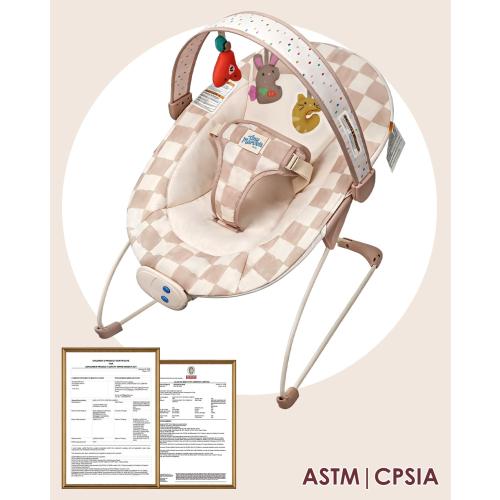 Tiny Marvels Baby Bouncer, Baby Bouncer Seat with Music for 0-6M, 20lbs | Soothing vibration, sensory toys, 3-point safety harness, machine washable seat, melodies 0–6 months, baby boy