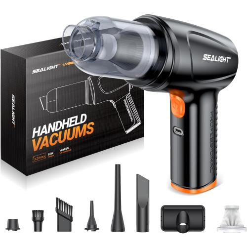 SEALIGHT Mini Car Vacuum Portable Cordless With 13000pa High Power Suction, Lightweight and Compact Handheld Cleaner for Car & Home