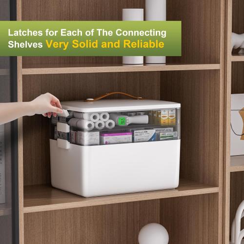 Size 3 tier JOYBOS 3-Tier Medicine Storage Box Cabinet, Empty First Aid Kit Portable Medical Supply Organizer with Leather Handle for Home