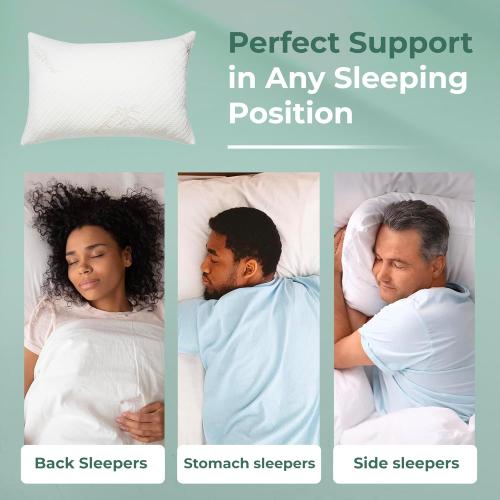 Snuggle-Pedic King Size Shredded Memory Foam Sleeping Pillow - Cooling Supportive Neck & Spine Alignment for Side Sleepers, Maternity Relief, Posture Correction & Dorm Use - USA Quality