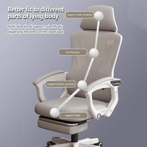 Reclining Office Chair with Footrest Retractable Footrest, with Adjustable Lumbar Support Home Office Chair Breathable Mesh,for Home/Study/Working,Grey