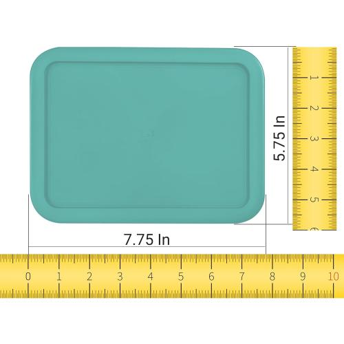 Replacement Lids fits Pyrex 3-Cup Glass Food Storage Container Bowls, (7.75 x 5.75-Inch) Plastic Rectangle Lids Covers for Pyrex 7210-PC, Airtight & Leakproof (6-Pack, Turquoise)