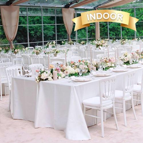 sancua 6 Pack White Tablecloth 90 x 156 Inch - Rectangle Table Cloth for 8 Feet Tables Stain and Wrinkle Resistant Washable Polyester Table Cover for Dining Wedding Banquet Party Buffet Restaurant