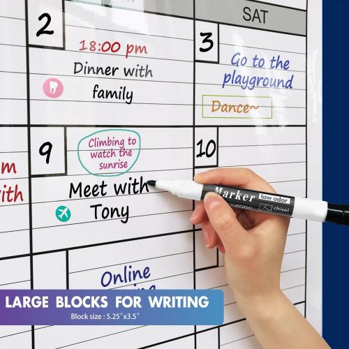 Dry Erase Two Month Laminated jumbo Wall Calendar, 38 x 50, Huge bimonthly Vertical Laminated Erasable White Board, Giant 60 day Family Whiteboard Schedule Planner, Large Multi Month Reusable Poster