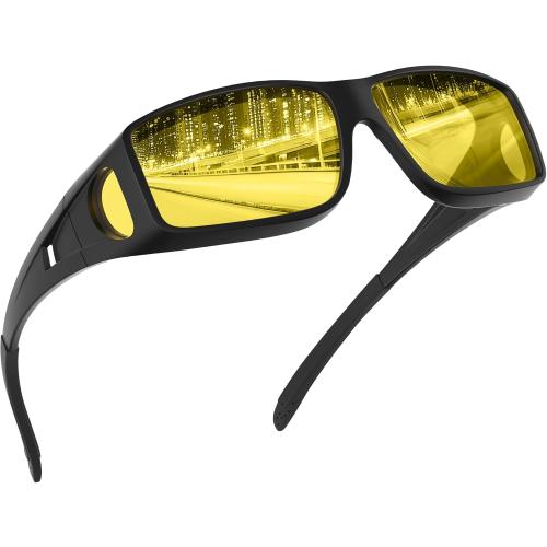 Night Vision Glasses for Driving Anti-Glare Fit-Over Eyewear Night Driving Glasses for Men/Women