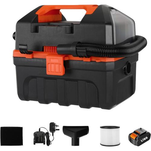 LIGO 20V Cordless Shop Vac Wet and Dry, 2.64 Gallon, Handheld, 3 in 1 with Blowing Includes 4.0 Ah Battery, Rewashable HEPA, Foam Filters and Charger for Workshop, Home, Pet