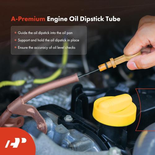 A-Premium 23.25 in Engine Oil Dipstick Tube - Metal Compatible with Chevrolet, GMC, Cadillac, Hummer, Isuzu Models - Silverado 1500, Tahoe, Suburban 2500, Sierra 2500, Yukon XL 2500, Escalade ESV, EXT