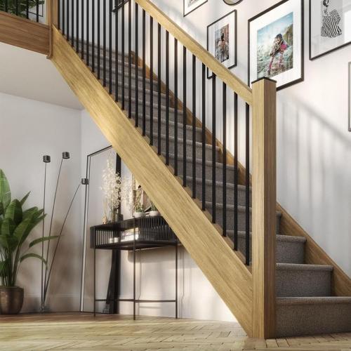 Iron Stair Balusters 5/8 Round 44 Long - 15-Pack Hollow Wrought Iron Plain Spindles for Classic Indoor Staircases，Satin Black