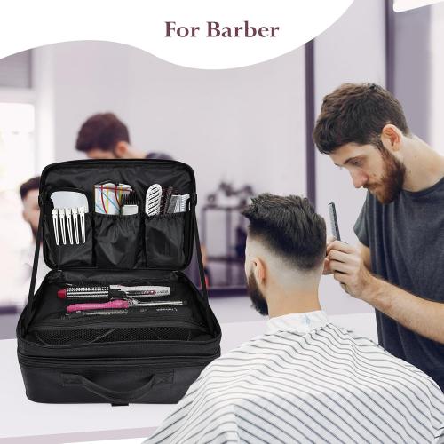 Large Makeup Bag, 17” Makeup Train Case Big Make up Nail Bag Organizer Case 3 Layers Artist Travel Organizer Box Tattoo Carrying Cases Vanity Bag with Mirror/Shoulder Strap/Attach to Suitcase