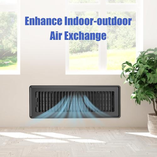 4x14 Floor Register 6-Pack, Heavy Duty Steel Walkable Vent Covers for Home Floor, Adjustable Quiet Airflow Vent Grill, Rust-Proof Black 14x4 Floor Vents