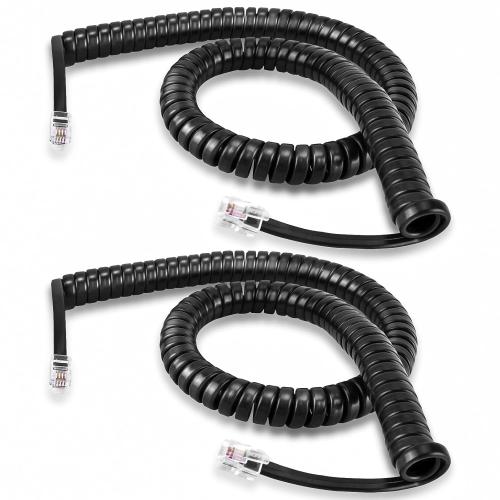 EZYUMM Phone Cord for Landline, 2 Pack Black Handset Telephone Cord, 10Ft Uncoiled(1.5 FT Coiled) Universal Replacement Cable for Desk & Wall Phones