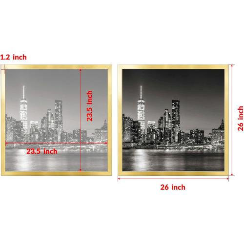 Annecy 24x24 Picture Frame Gold（1 Pack）, 24 x 24 Picture Frame for Wall Decoration, Classic Gold Minimalist Style Suitable for Decorating Houses, Offices, Hotels