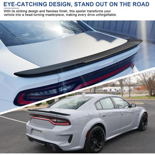 Black Rear Spoiler Venom V2 Style Rear Spoiler for Dodge Charger SRT SXT SE ScatPack Hellcat Daytona 2015-2023 Trunk Spoiler Wing Trunk Tail,Glossy Black - Wicker Bill Spoiler