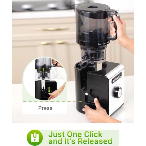Cold Press Juicer Machine, 6.5 Large Feed Chute Masticating Extractor, Easy to Clean for Whole Fruits & Vegetables, High Yield