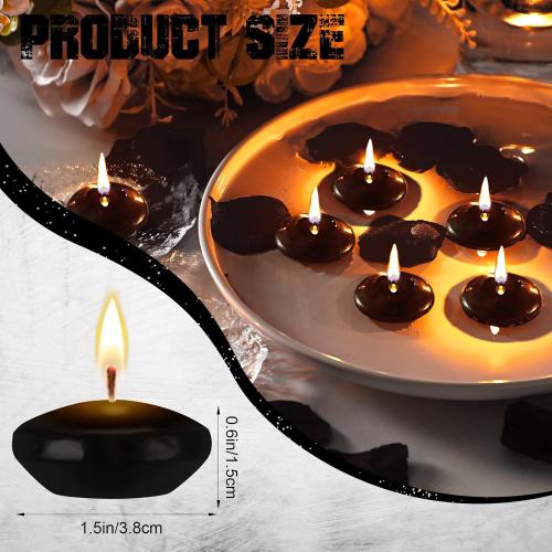 Nuanchu 30 Pcs 1.5'' Black Unscented Floating Candles for Centerpieces