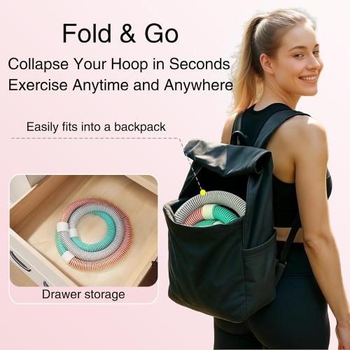 ​​Weighted 3lb Fitness Hoop for Adults - Soft Spring Hula Hoop - Flexible, Foldable for Home & Travel - Cushioned Comfort, Silent Exercise for Waist Toning & Weight Loss​​