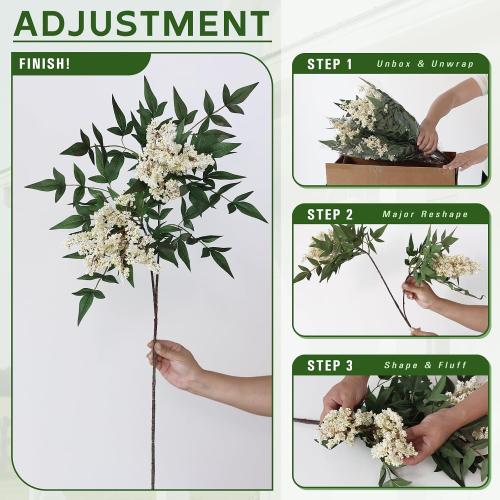8 Pcs 36 Artificial Nandina Berry Stem, Fake Branches for Vase (Beige)