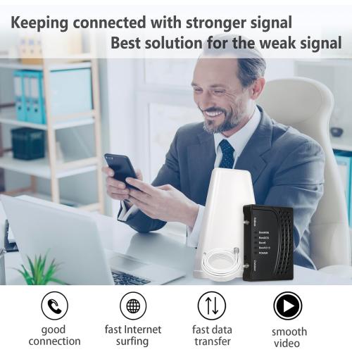 Cell Phone Booster for Home & Office,Up to 2,000 sq ft,Cell Phone Signal Booster with Band 66/25/2/4/5/12/13/17,Boost 5G 4G Data for All U.S. Carriers FCC Approved Cell Booster