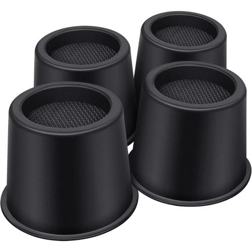 ANNKUT Bed Risers 4 Inch Heavy Duty, Round Furniture Risers for Bed Desk Table Sofa Couch，Bed Lifts Risers, Support up to 3300 Lbs(4 Pack Black)