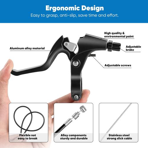 V-Type Bike Brake Set, Complete Universal Bike Front and Rear MTB Brake, Bicycle Brakes, Inner and Outer Cables, Include Brakes Lever Calipers Multi-Tool Wrenches