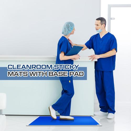 Nuanchu Adhesive Mat Pad Include 1 Sticky Non Slip Base Pad 2 Tacky Dust Mats Construction of 30 Sheets (60 Sheets Total) for Clean Room Science Lab Matting Laboratory Hospital(Blue,24x36 Inches)