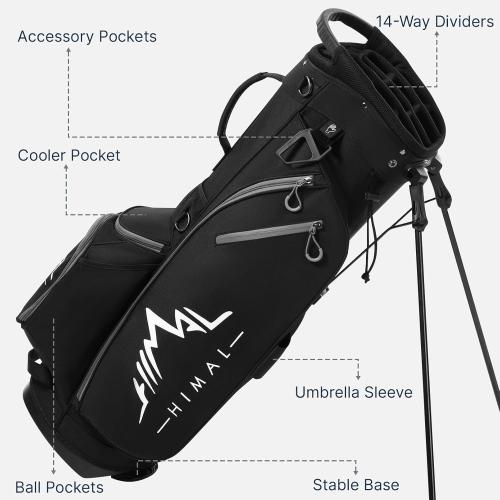 GoHimal Lightweight 14-Way Golf Stand Bag for Men & Women | Durable Club Bag, Dual Straps, Multiple Pockets, Rain Hood Included