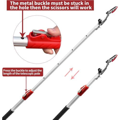 GARTOL Pruner for Garden, Cut Upto 1 Inch & Hold Telescopic Pole Pruner, Fruit Picker with Rotating Blade Head, Lightweight Aluminum Extendable Handle for Tree Branch Cutter, 3.67-5.45 FT, Silver