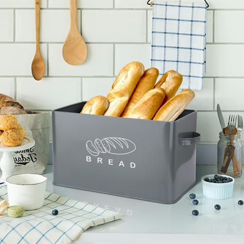 Size 11.566.75.5 Color Blue Bread Box, Bread Box for Kitchen Countertop, GA Homefavor Bread Bin, Bread Holder with Bamboo Lid, 11.566.75.5, Grey