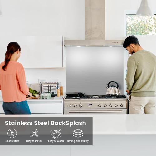 Stainless Steel Backsplash for Stove 29.5x29.5, Stainless Steel Kitchen Backsplash with 4 Pre-Drilled Holes, Ultra Flat and Flushed Metal Panel Splatter Guard for Stovetop, Easy Installation