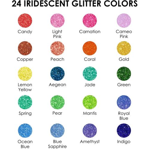 Grabie 24 Glitter Metallic Markers, Medium Tip Glitter Acrylic Paint Markers, Quick-Drying Water-based Ink Glitter Pens for Adults, DIY Crafts Making, Set of 24