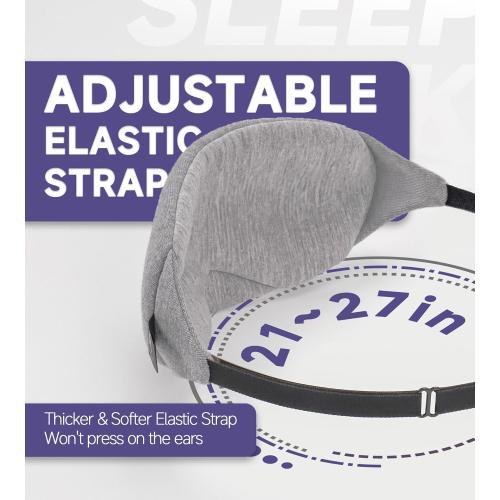 Mavogel Cotton Sleep Eye Mask - Updated Design Light Blocking with Adjustable Nose Bridge, Soft and Comfortable Night Eye Mask for Men Women, Eye Blinder for Shift Work, Includes Travel Pouch, Grey