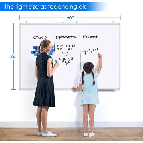White Board Dry Erase 60 x 36，maxtek Large Magnetic Whiteboard 5' X 3' Dry Erase Board Foldable with Long Marker Tray for Wall-Mounted Aluminum Memo Board Supplies for Class Office & Home