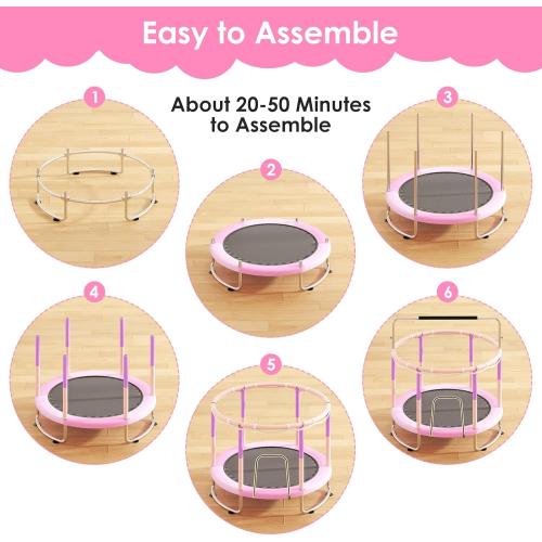 Trampoline for Kids, Upgrade Full Anti-Rust 440lbsToddler Trampoline with Net,Upgraded Ring Legs with Adjustable Gymnastics Bar&Toys, Gifts for Ages 1-8 Boys&Girls