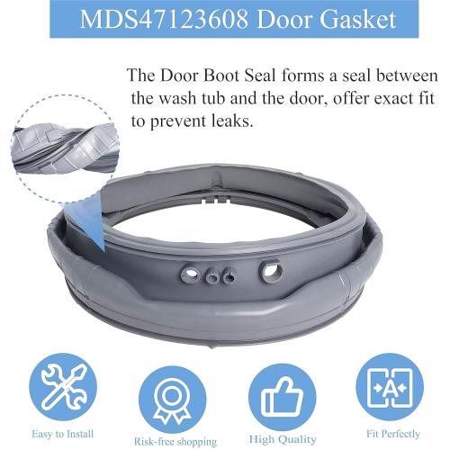 MDS47123608 WM8100HVA Washer Door Boot Gasket Seal Parts Compatible with LG Kenmore Washing Machine WM8000HVA/HWA, WM4070HVA/HWA,WM4270HWA, Replace AP5668418, 2673936, PS6448330