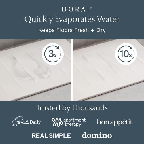 Dorai Home Stone Bath Mat - Premium Diatomaceous Earth Bath Floor Mats with Non-Slip Base, Fast-Drying Modern Shower Mat for Bathroom | Rain Sandstone - 23.6x15.4