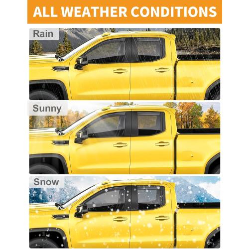 in-Channel Window Rain Guards Fit for Chevy Silverado GMC Sierra 1500 2019-2026 Double Cab Rain Guards Extra Durable Side Window Deflectors Truck Vent Visors Vent Shades Car Accessories