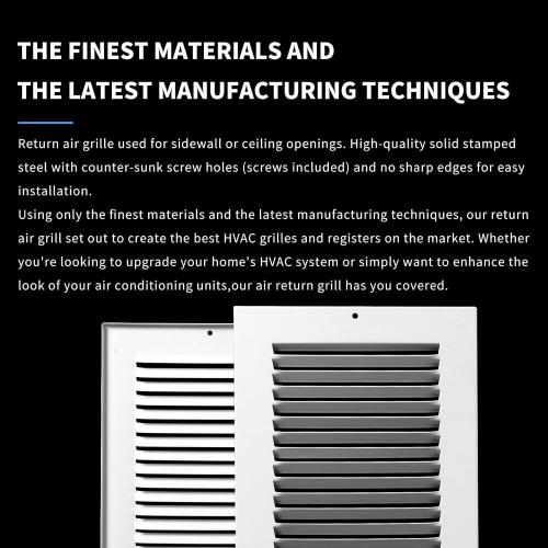 20x20 Return Air Grille(Duct Opening Size),Air Return Vent Cover,Flat Vent Cover,Rejillas De Aire Acondicionado para Casa,Return Air Grilles,Outer Dimensions:21.75Wx21.75H(20Wx20H, Duct Opening)