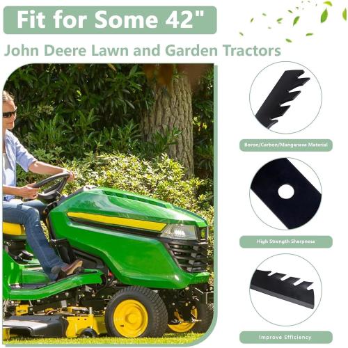 2 PCS Mulching Blades Replacement Fits for John Deere 42 Mower Z TRAK Mower Z335E Z335M Z345M Z345R X330 X350 X354 X370 X380#M170642