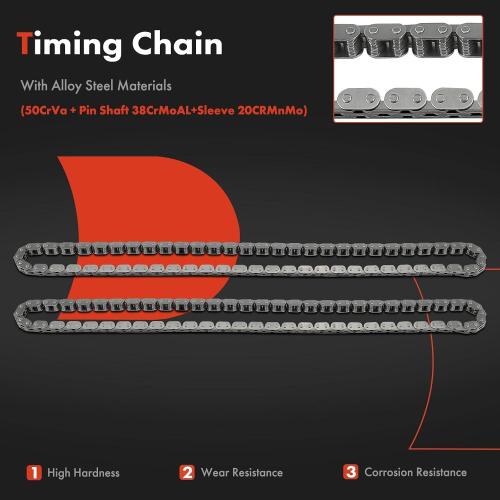 A-Premium Engine Timing Chain Kit W/Guide Rail [fit SOHC, 8Cyl 4.6L] Compatible with Ford Mustang, Expedition, Explorer, E-150 Econoline, F-150 & Lincoln Town Car & Mercury Grand Marquis, Mountaineer