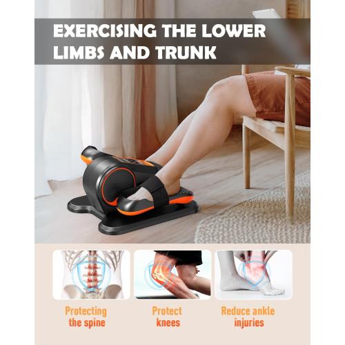 Under Desk Elliptical Machine, Electric Ellipse Leg Exerciser for Senior, 12 Adjustable Speeds Quiet and Portable Seated Pedal Exerciser for Training with Remote Control