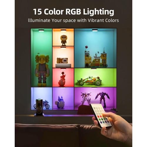 EZVALO 6-Pack Under Cabinet Lighting, Rechargeable Motion Sensor Puck Light with Remote, 3 Color Temps &12 RGB Colors, Magnetic Stick on Light, Dimmable Under Counter Light for Kitchen, Home Decor