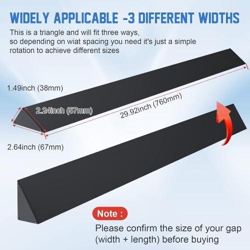 Slide-in Range Rear Filler Kit W10113901A, Stove Gap Universal Triangular Filler Strip, Cooktop Trim Kit Between Stove and Backsplash for Whirlpool & Most Brand, Durable Aluminum, Black