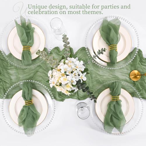 100 Pack Sage Green Napkins Cheesecloth Napkins 20x20 Inch Rustic Boho Gauze Napkin Cloth Bulk Washable Dinner Table Napkin for Wedding Party Bridal Baby Shower Table Decor(Sage Green)