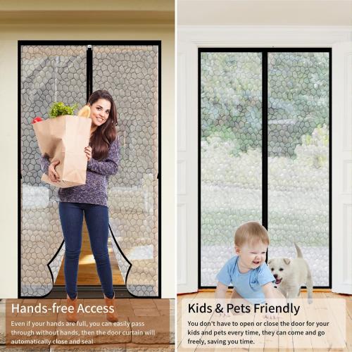 Magnetic Thermal Insulated Door Curtain 32 x 80 inch, Transparent Door Cover, Keep Warm in Winter Cool in Summer, Self Sealing, Pet and Kid Friendly