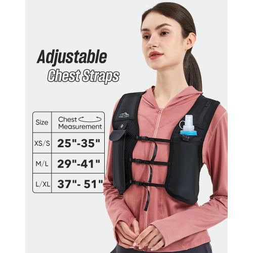 Running Vest for Women Men, USA Original Patent, Adjustable Chest Straps Running Hydration Vest with 500ml Soft Flask, Lightweight Reflective Hydration Backpack for Marathon
