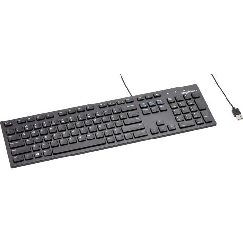 Amazon Basics Wired QWERTY Keyboard, Full-Sized, Black