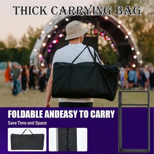 Portable DJ Booth Facade. DJ Table. Foldable DJ Facade Station for DJ Controller, Mixer & Laptop Events & Parties – Includes Carry Bag & Hook & Cup Holder (41.3 L x 20.4 W x 43.3 H)