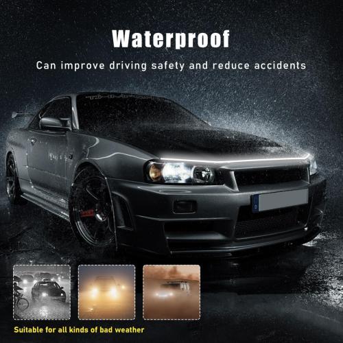 79 Inch Car Hood Light Strip, Exterior Flexible Daytime LED Running Light, Waterproof Auto LED Strip Light with Dynamic Scan Start-up Effect, Car Accessories for SUV Truck (White)